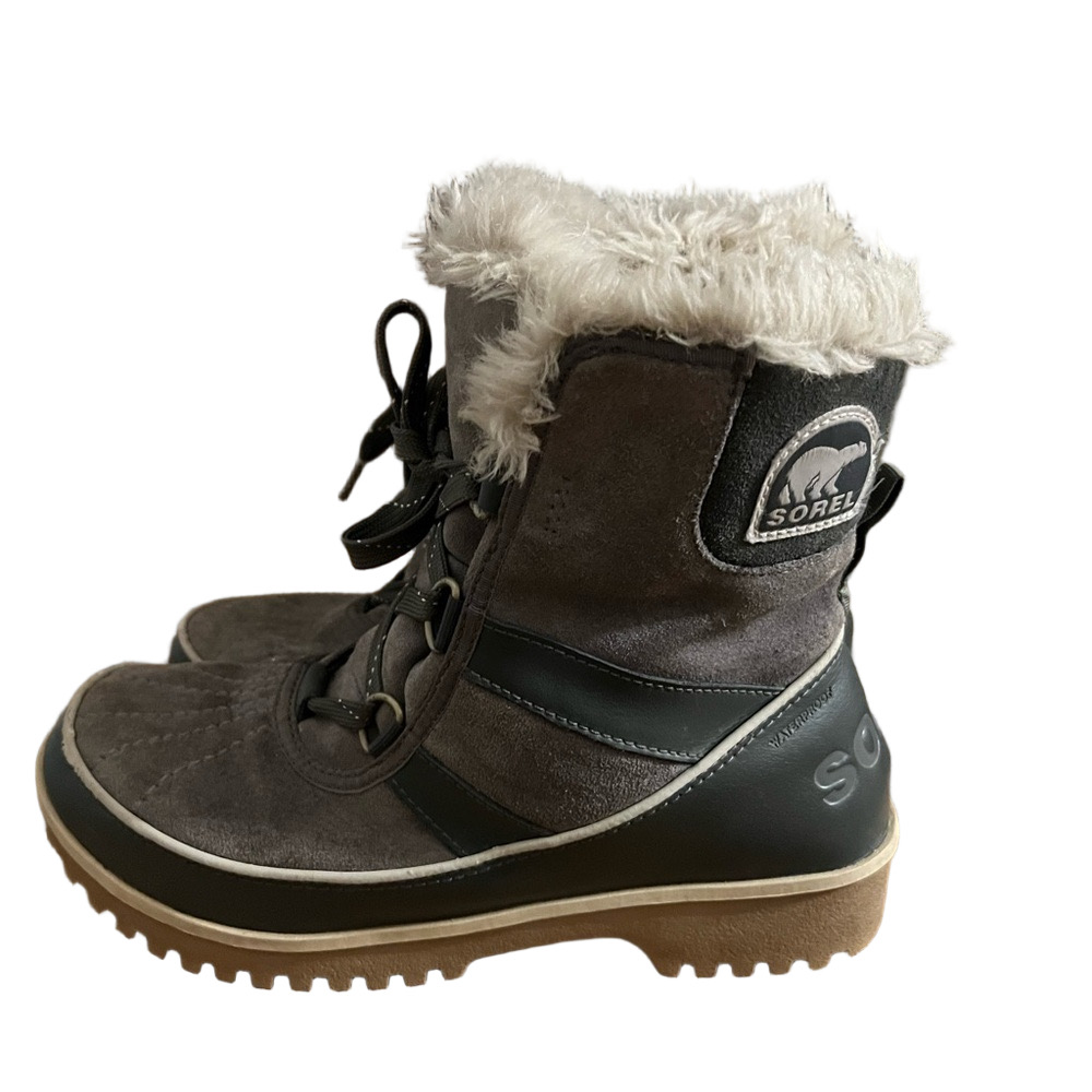 Sorel Women's Gray Brown Faux Fur Lined Winter Rain Boots